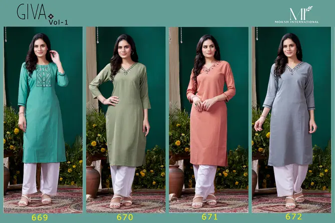 Giva Vol 1 By Moksh Maaza Cotton Handwork With Pocket Kurti Wholesale Online